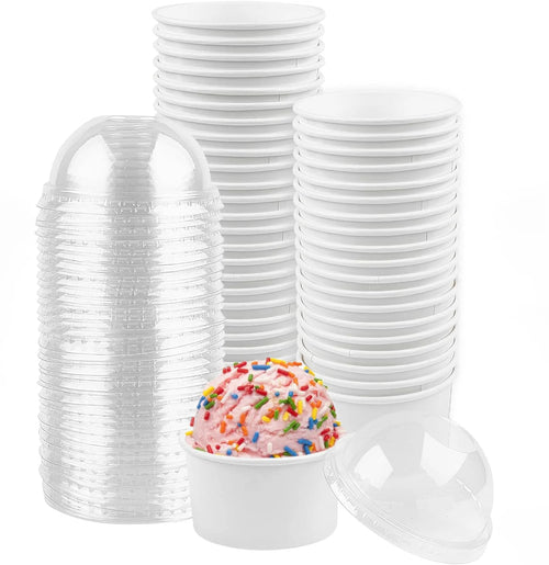 10/25Pcs Disposable Ice Cream Cups with Lids, Dessert Cups Ice Cream Bowls for Hot or Cold Food, Handmade DIY Cake Paper Cups